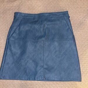 Blue Faux leather Skirt